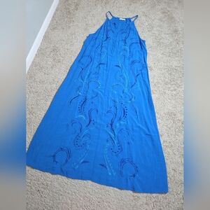 Robert Graham Vibrant Blue Midi Broidery Dress